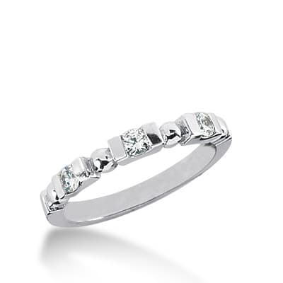 Ladies 14KT White Gold Platinum Round Diamond Wedding Band WB1408