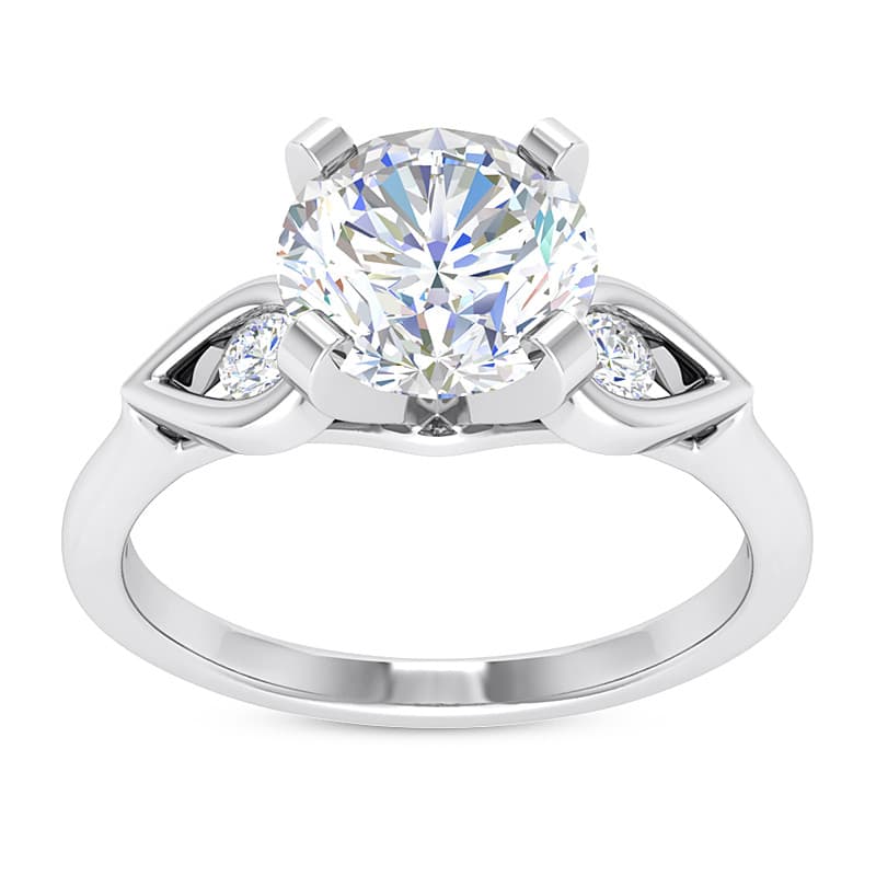 Ladies 14KT White Gold Platinum Engagement Rings ENR9755-1.5-RD