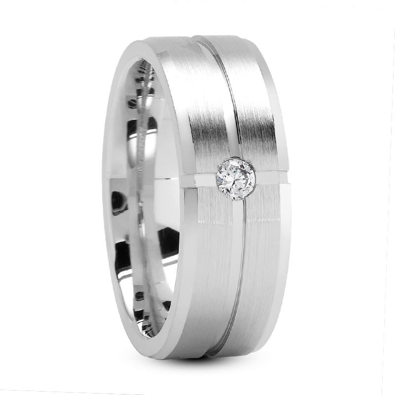 Ladies 14KT White Gold Platinum Traditional Wedding Band DB1181-8-RD
