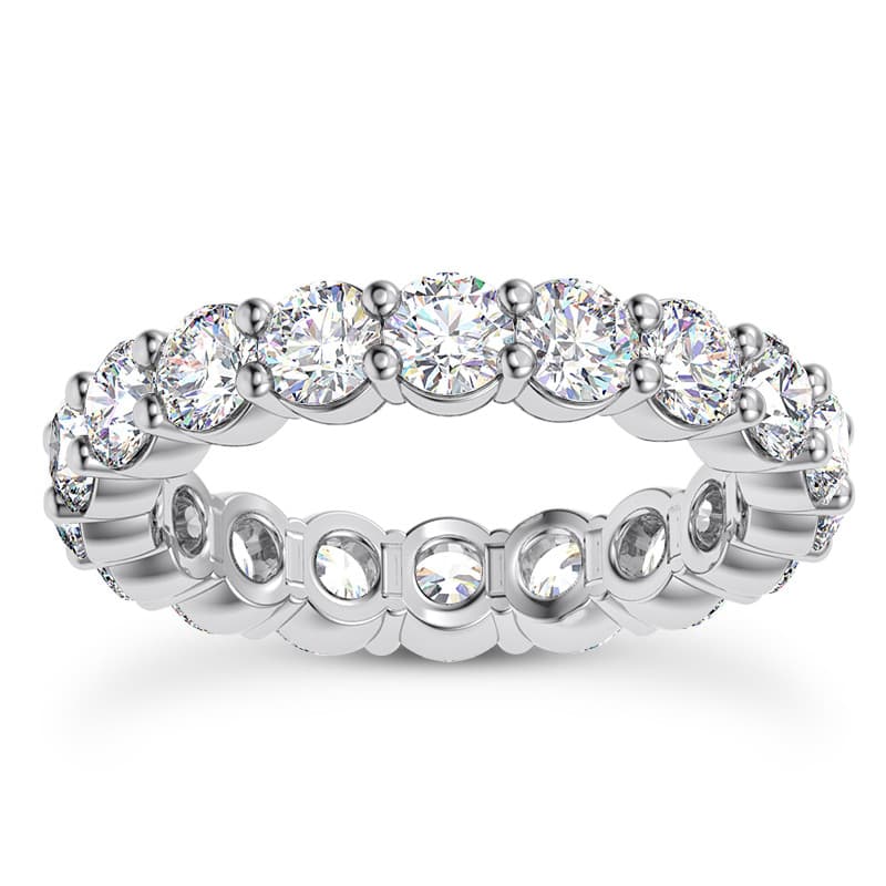 Ladies 14KT White Gold Platinum Round Diamond Eternity Wedding Band EWB576-1.5-4