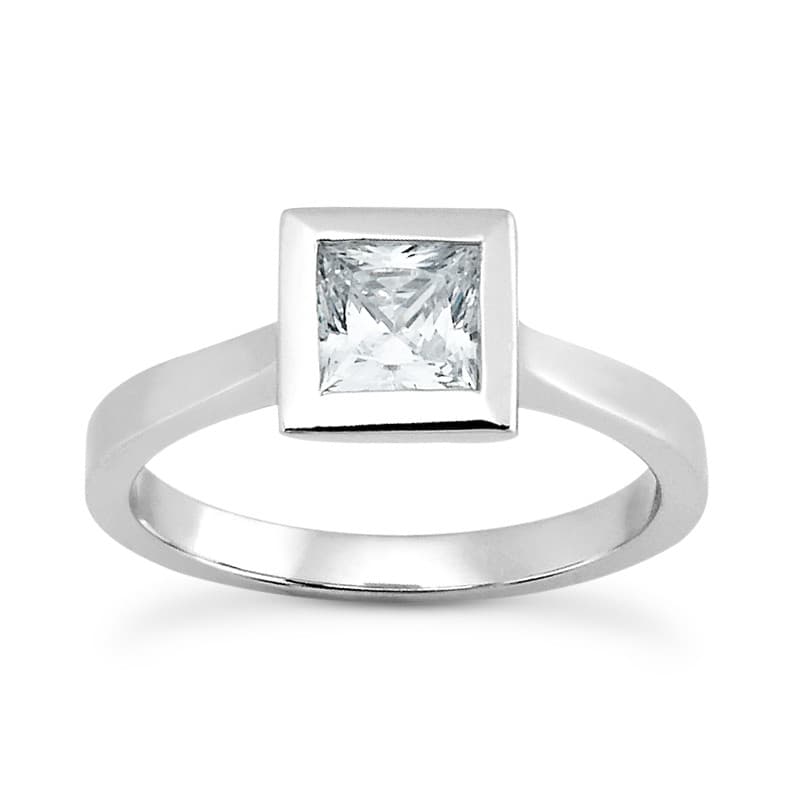 Ladies 14KT White Gold Platinum Solitaires Engagement Ring ENR4032