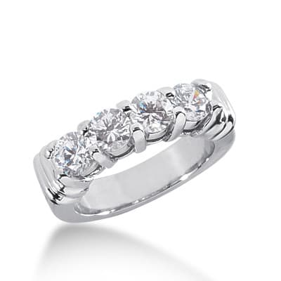 Ladies 14KT White Gold Platinum Round Diamond Wedding Band WB1126