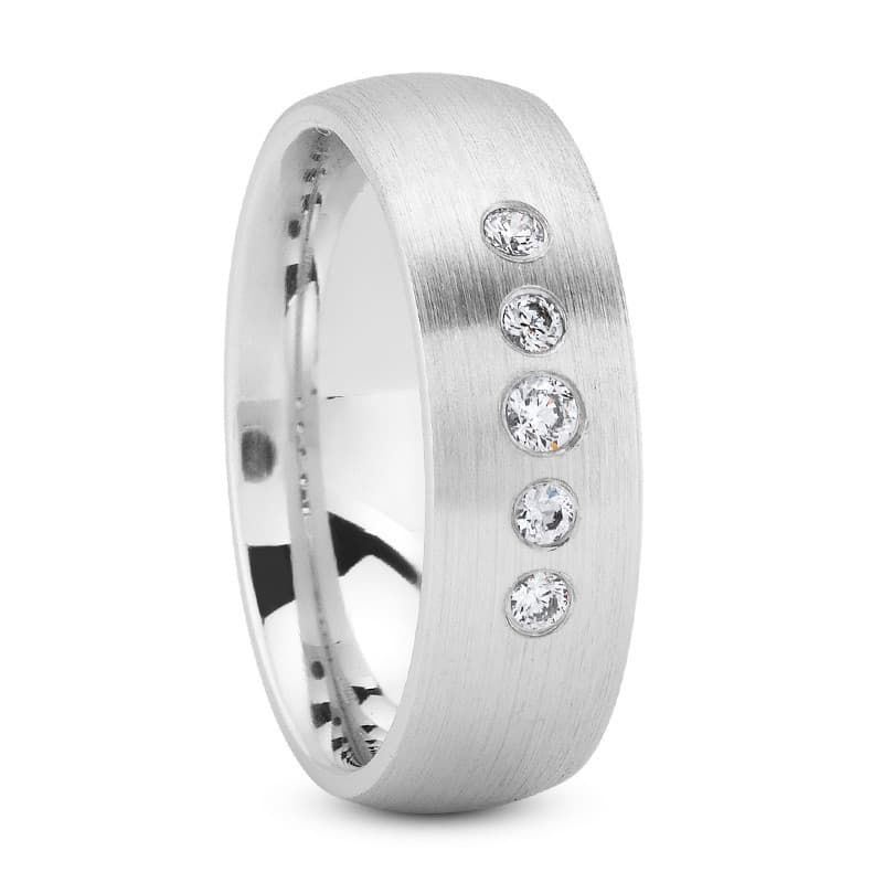 Ladies 14KT White Gold Platinum Traditional Wedding Band DB1123-7-RD
