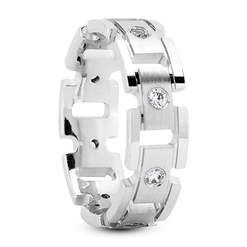 Ladies 14KT White Gold Platinum Traditional Wedding Band DB1301