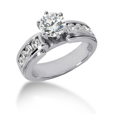 Ladies 14KT White Gold Platinum Fancy Engagement Set ENS826-A