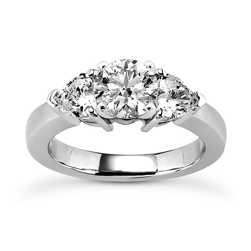 Ladies 14KT White Gold Platinum Three Stones Engagement Ring ENR6211