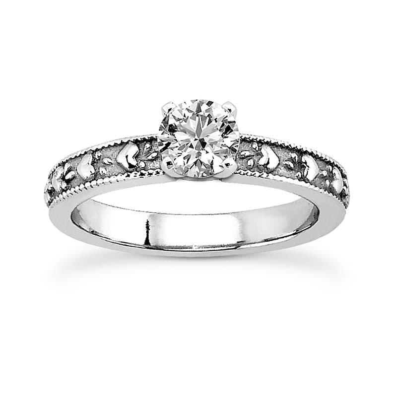 Ladies 14KT White Gold Platinum Solitaire Engagement Set ENS3609-A