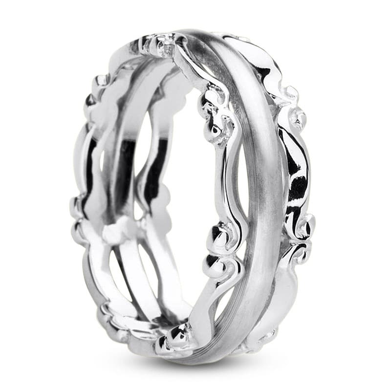 Mens 14KT White Gold Platinum Traditional Wedding Band M396