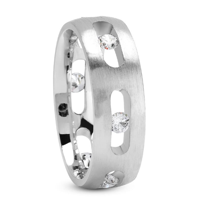 Ladies 14KT White Gold Platinum Traditional Wedding Band DB1073-7-RD