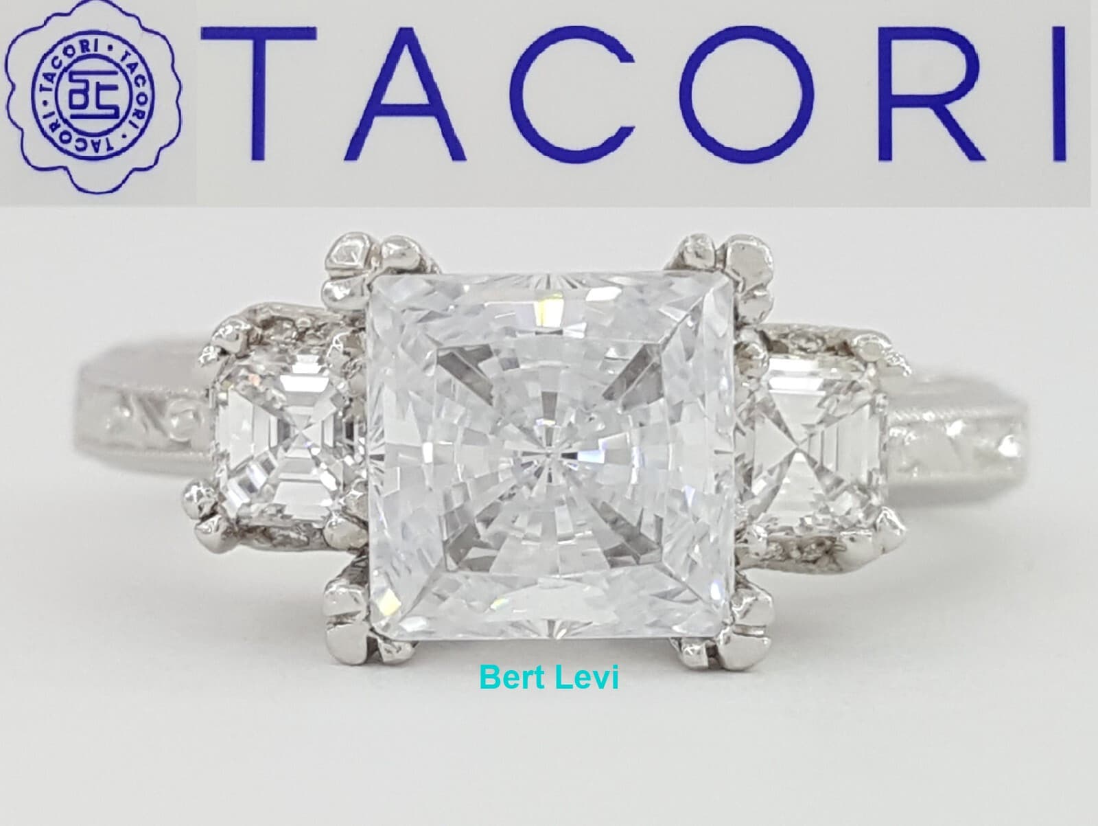 0.45 ct TACORI HT2329 Platinum Three 3-Stone Semi-Mount Engagement Ring $6,270