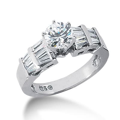 Ladies 14KT White Gold Platinum Fancy Engagement Ring ENR1671