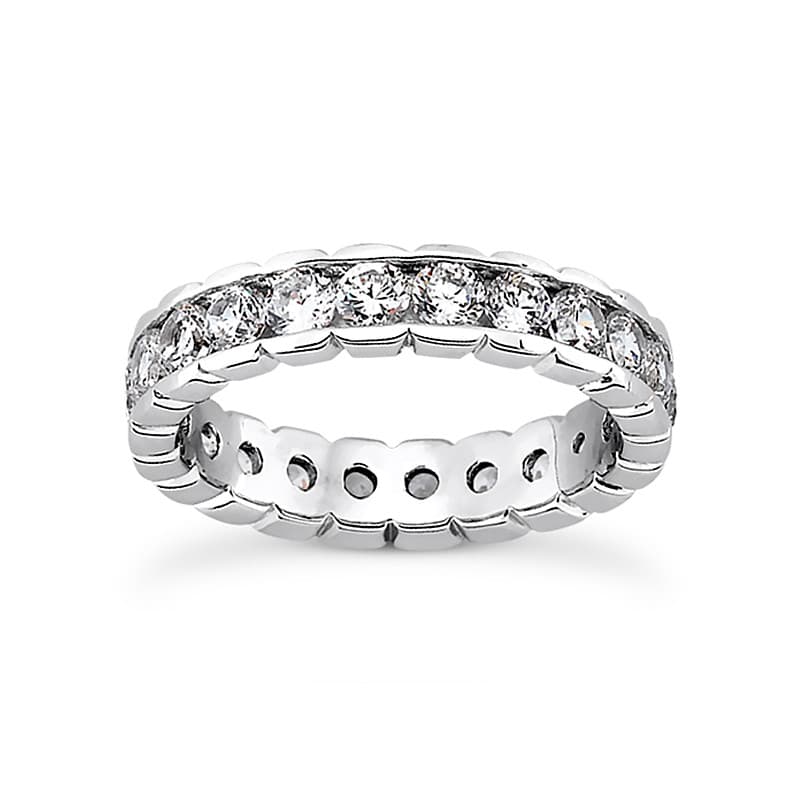 Ladies 14KT White Gold Platinum Round Diamond Eternity Wedding Band EWB470-10-4