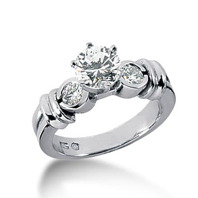 Ladies White Gold Platinum Round Diamond Three Stones Engagement Ring ENR1100