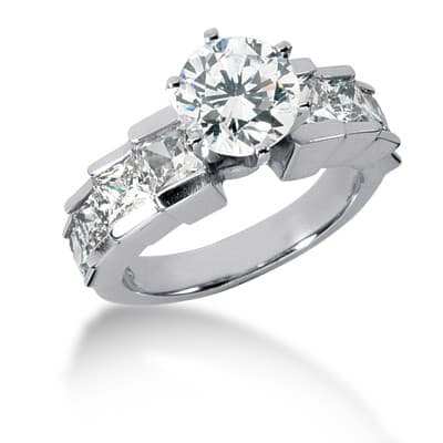 Ladies 14KT White Gold Platinum Fancy Engagement Set ENS646-A