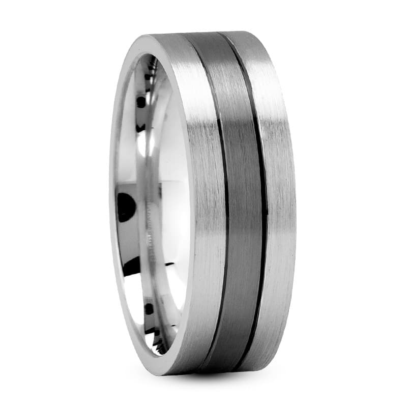 Mens 14KT White Gold Platinum Traditional Wedding Band M452