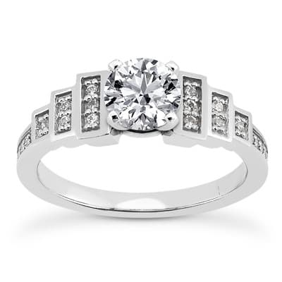 Ladies 14KT White Gold Platinum Antique Engagement Set ENS3304-A