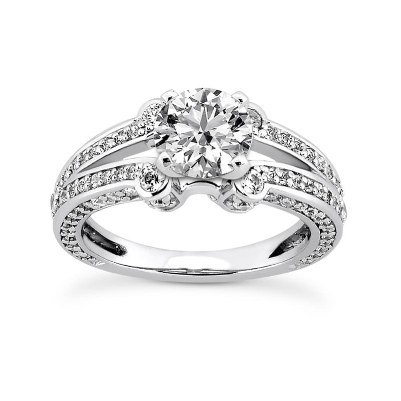 Ladies 14KT White Gold Platinum Antique Engagement Ring ENR8365