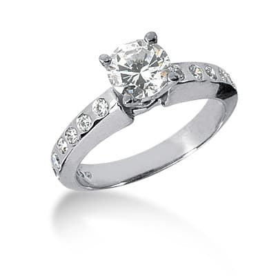 Ladies 14KT White Gold Platinum Fancy Engagement Set ENS549-A