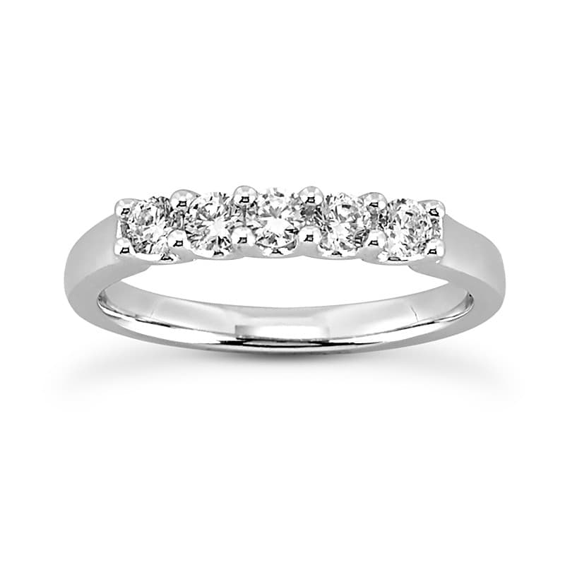 Ladies 14KT White Gold Platinum Round Diamond Wedding Band WB2728