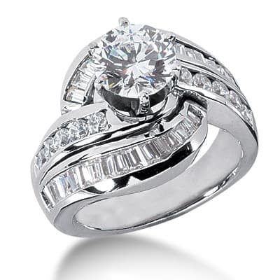 Ladies 14KT White Gold Platinum Fancy Engagement Ring ENR3148