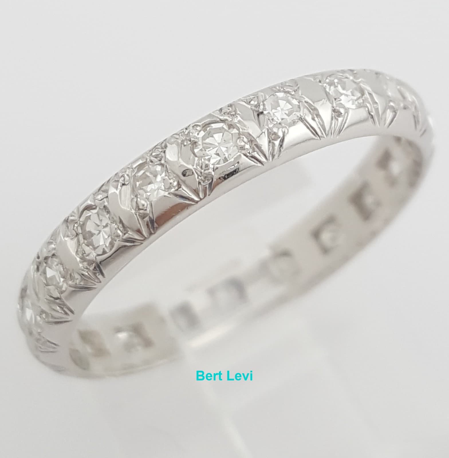 Art Deco Single Cut Diamond Platinum Eternity 0.63 ct Wedding Band Ring