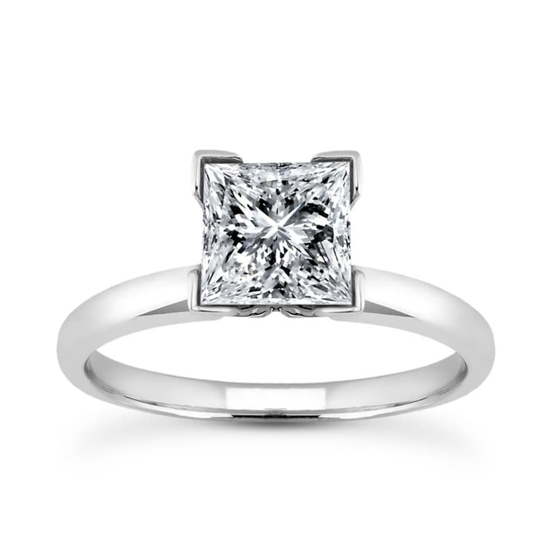 Ladies 14KT White Gold Platinum Solitaires Engagement Ring ENR8111