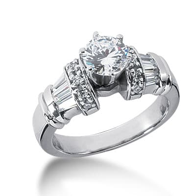Ladies 14KT White Gold Platinum Fancy Engagement Ring ENR2115