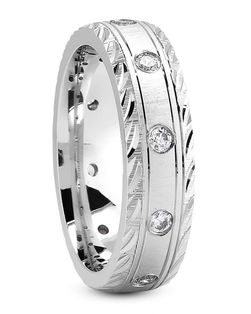 Ladies 14KT White Gold Platinum Traditional Wedding Band DB1010-5-RD