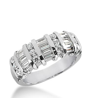 Ladies 14KT White Gold Platinum Diamond Wedding Band WB1649