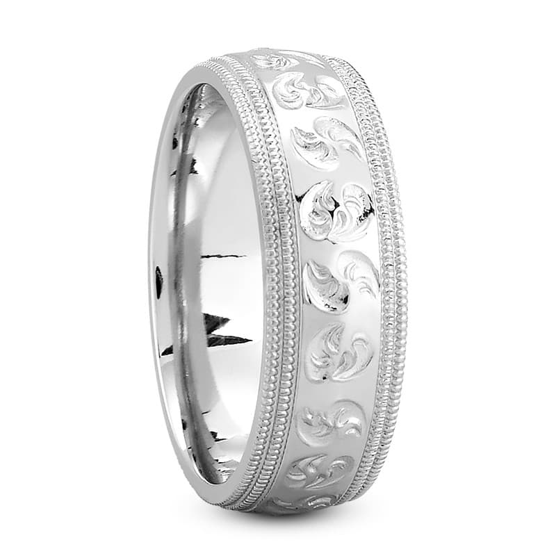 Mens 14KT White Gold Platinum Traditional Wedding Band M1205