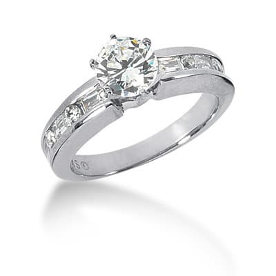 Ladies 14KT White Gold Platinum Fancy Engagement Set ENS567-A