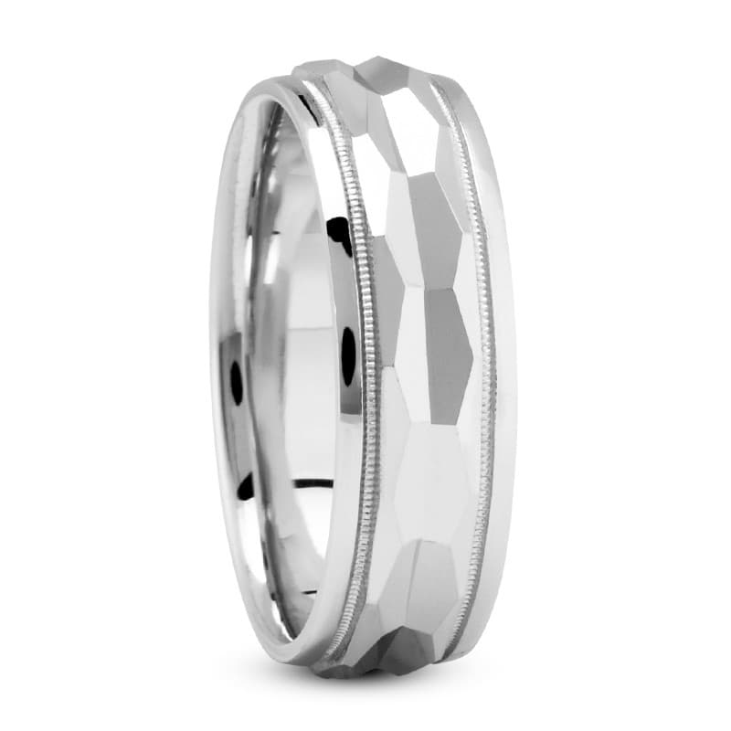 Mens 14KT White Gold Platinum Traditional Wedding Band M276