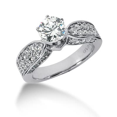 Ladies 14KT White Gold Platinum Fancy Engagement Set ENS738-A