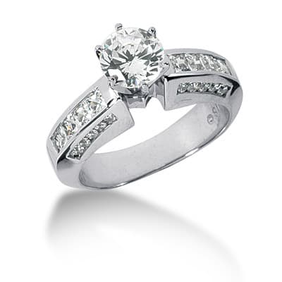 Ladies 14KT White Gold Platinum Fancy Engagement Set ENS794-A