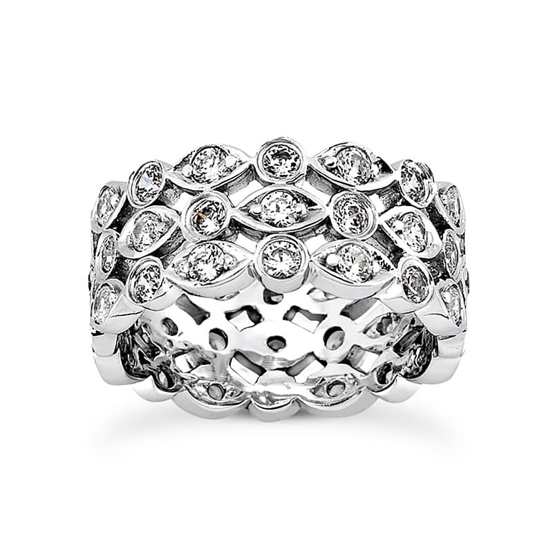 Ladies 14KT White Gold Platinum Eternity Wedding Band EWB483-4