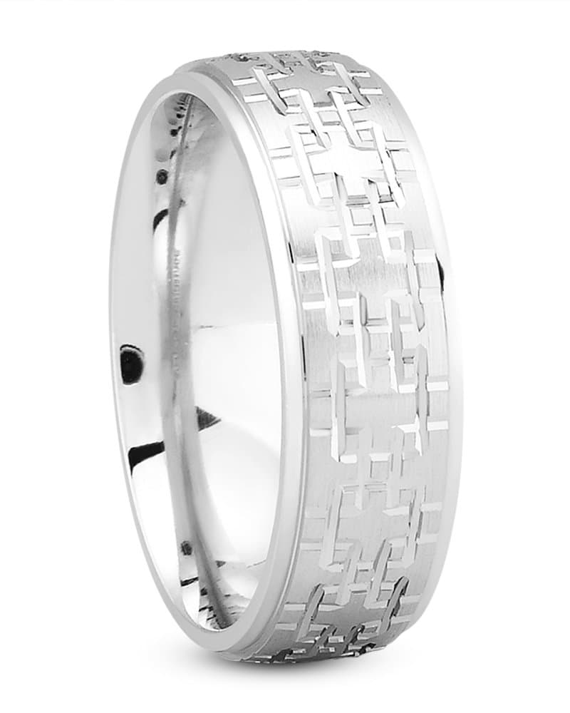 Mens 14KT White Gold Platinum Traditional Wedding Band M1016