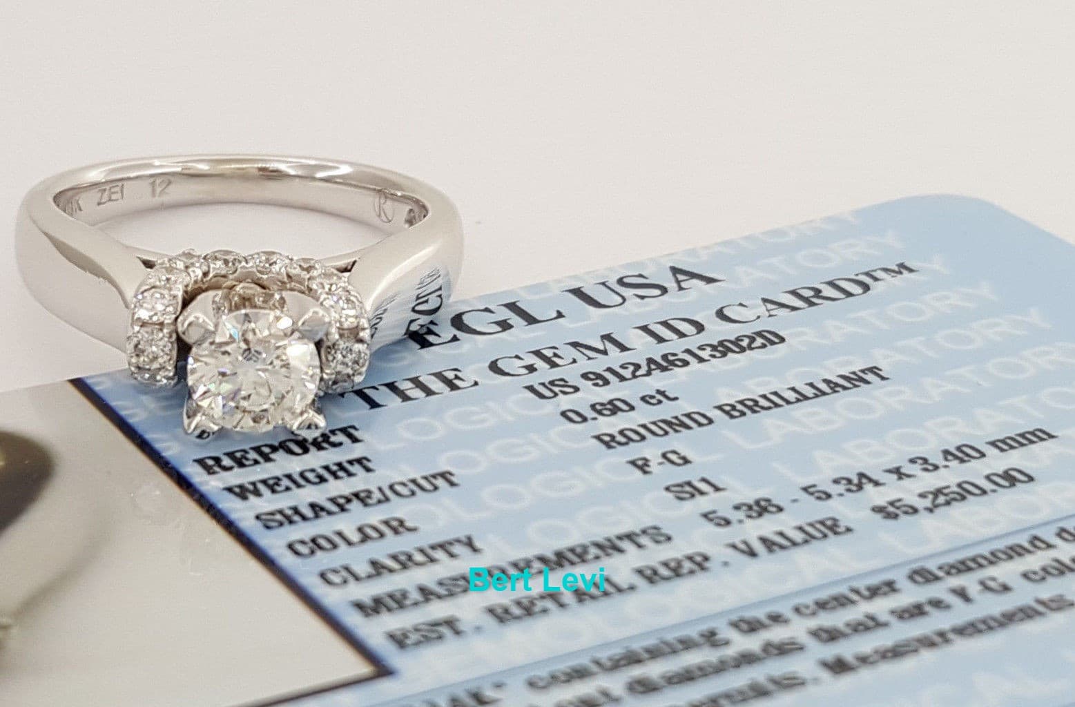 Diamond Engagement Ring w/ EGL-USA GemID 1 ct 14k White Gold Retail $5,250