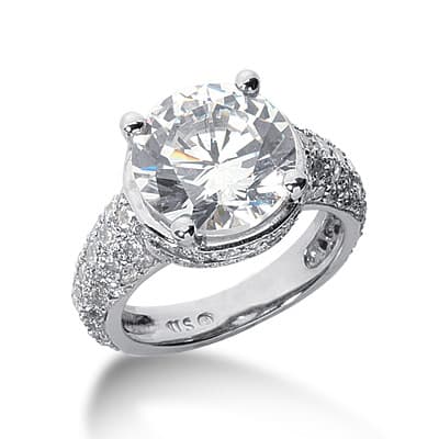 Ladies 14KT White Gold Platinum Round Diamond Fancy Engagement Ring ENR2870