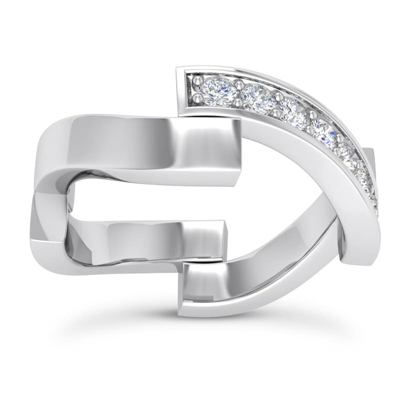 Ladies 14KT White Gold Platinum Diamond Wedding Band WB5412