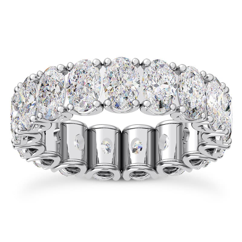 Ladies 14KT White Gold Platinum Eternity Wedding Band EWB579-6x4-OV-6½