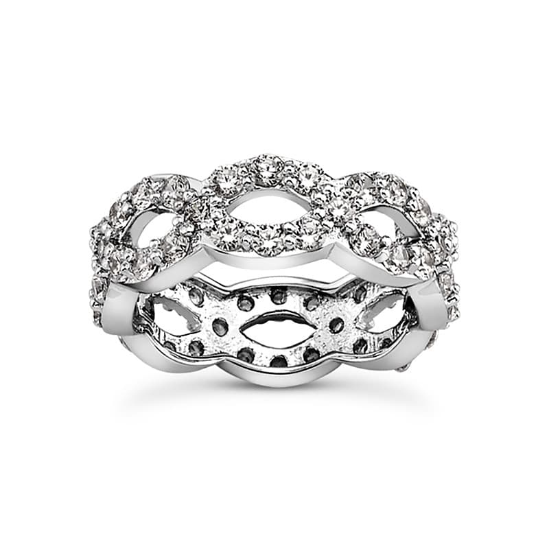 Ladies 14KT White Gold Platinum Eternity Wedding Band EWB500-1-4