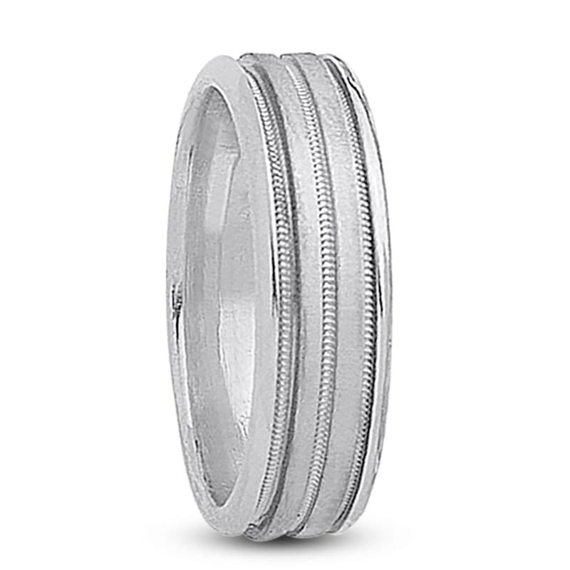 Mens 14KT White Gold Platinum Traditional Wedding Band M143