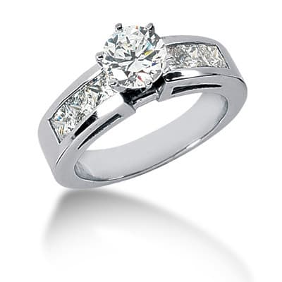 Ladies 14KT White Gold Platinum Fancy Engagement Set ENS522-A
