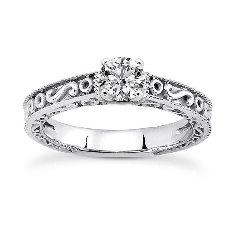 Ladies 14KT White Gold Platinum Solitaire Engagement Set ENS3563-A