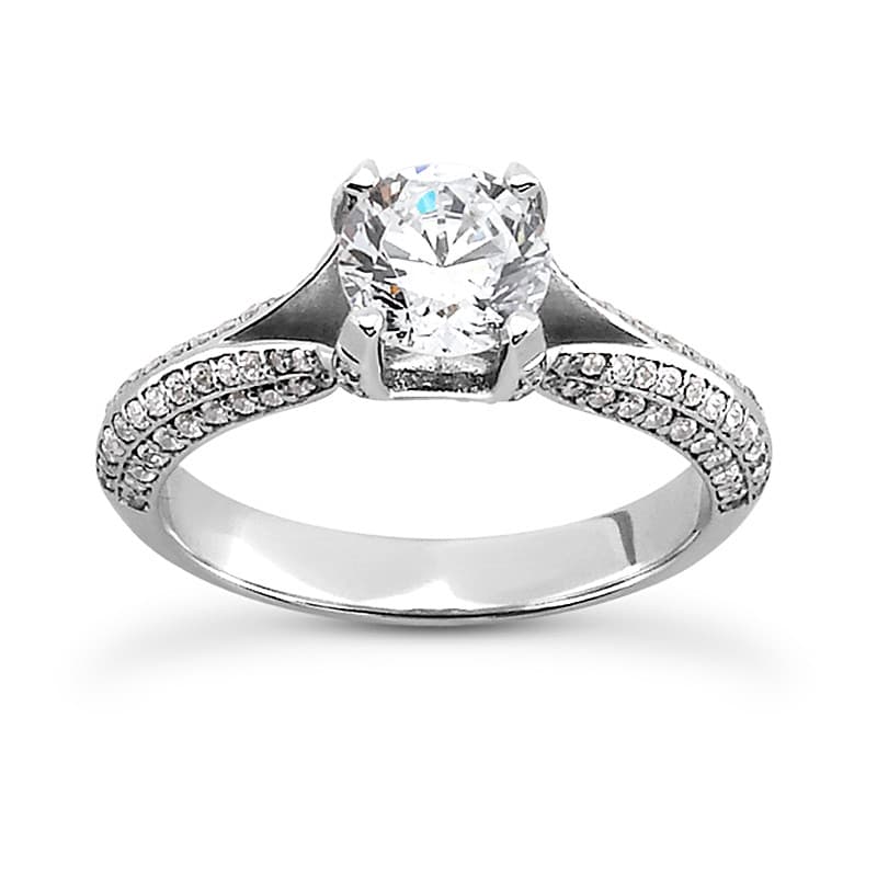 Ladies 14KT White Gold Platinum Fancy Engagement Set ENS2040-1.50-A