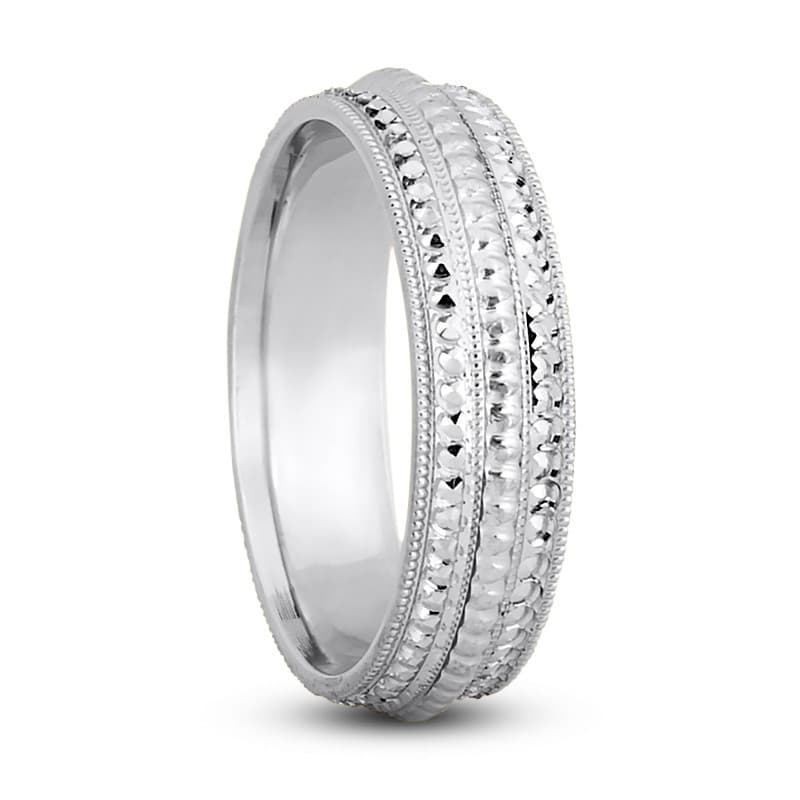 Mens 14KT White Gold Platinum Traditional Wedding Band M792