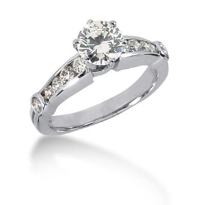 Ladies 14KT White Gold Platinum Fancy Engagement Set ENS728-A