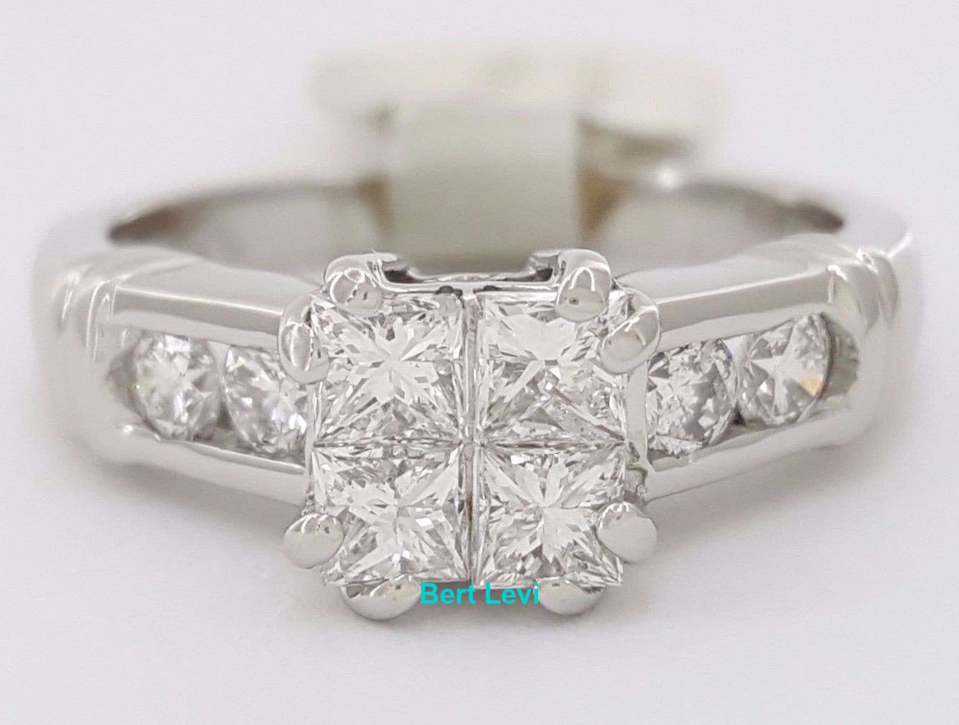 Invisible Princess Cut Diamond Engagement Ring 7.4 Gr 1 ct Platinum Rtl $3,200