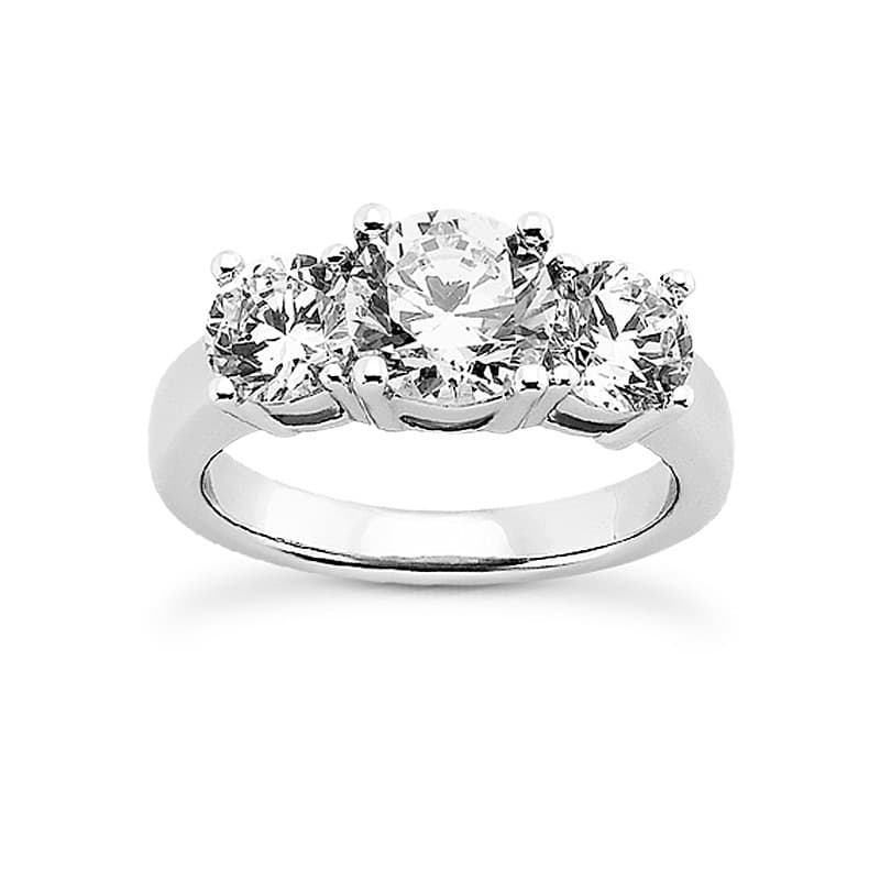 Ladies White Gold Platinum Round Diamond Three Stones Engagement Set ENS932-A