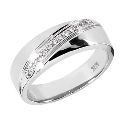 Ladies 14KT White Gold Platinum Round Diamond Wedding Band Set WBS106-G